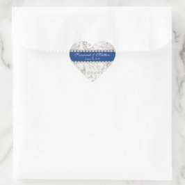 Adesivo Coração Silver Salve a Data Lapis Blue Wedding Seal