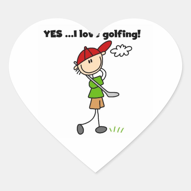 Adesivo Coração Sim, eu amo golfe (Frente)