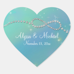 Adesivo Coração Símbolo Aqua Infinity Sinal Infinite de Amor Brilh