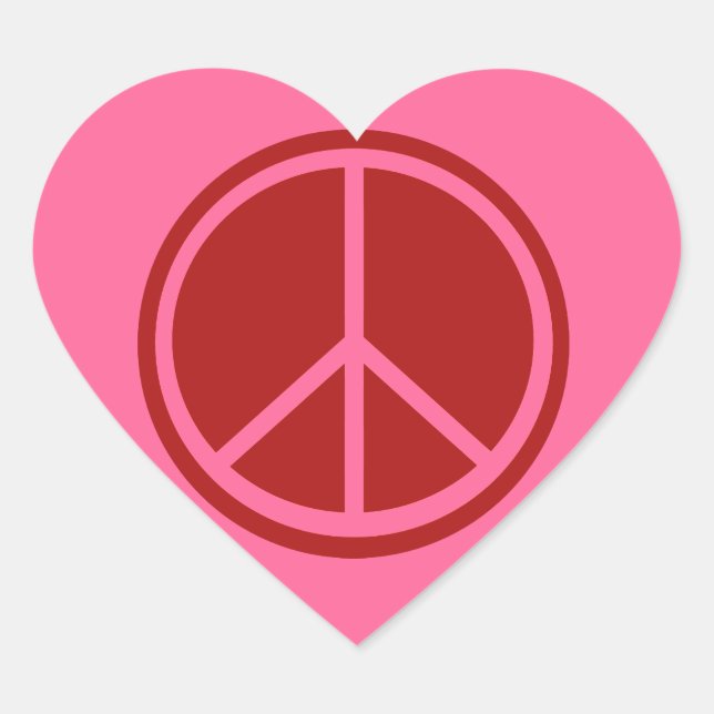 Adesivo Coração Símbolo Clássico de Paz Vermelha (Frente)