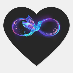 Adesivo Coração Símbolo de Infinito Neon com Beija-flor Brilhante