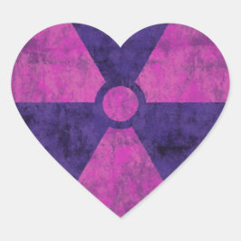 Adesivo Coração Símbolo de radiação vermelha desbotada