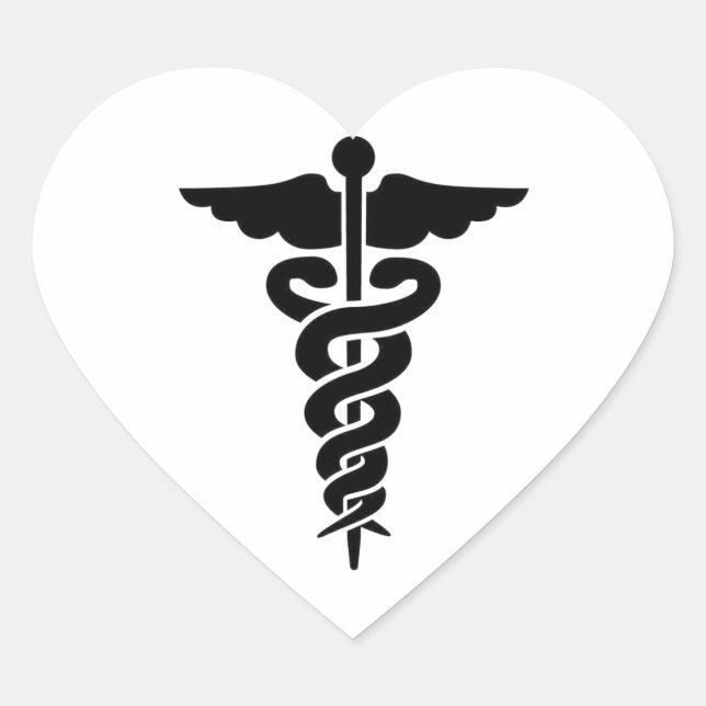 Adesivo Coração Símbolo médico Caduceus (Frente)