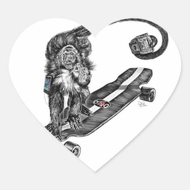 Adesivo Coração Simian Selfie Art (Frente)