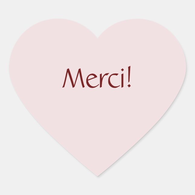 Adesivo Coração Simples "Merci!" Design de texto (Frente)