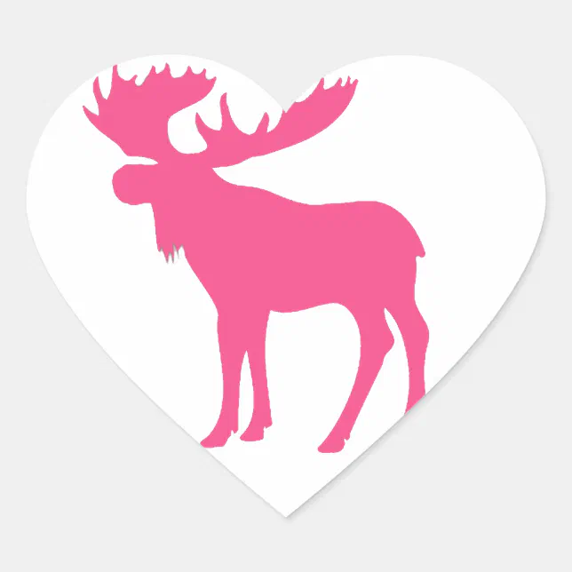 Adesivo Coração Simples símbolo de alce rosa | Zazzle Brasil