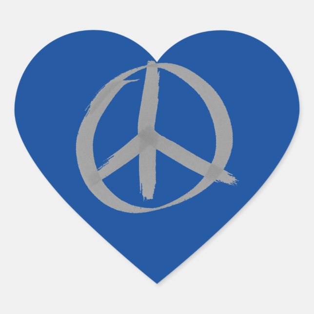 Adesivo Coração Sinal de Paz de cinza (Frente)