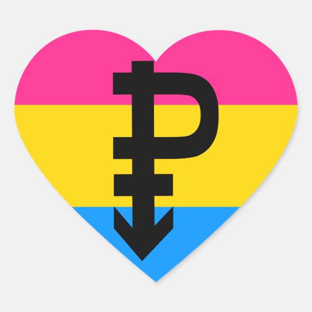 Adesivo Coração Sinalizador do Orgulho Pansexual (Frente)