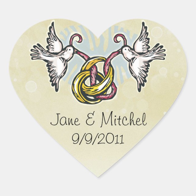 Adesivo Coração Sinos de Casamento (Frente)