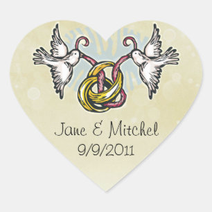 Adesivo Coração Sinos de Casamento