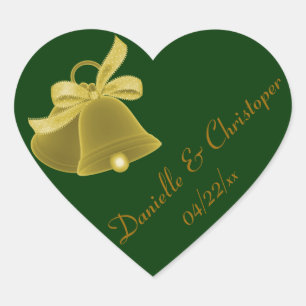 Adesivo Coração "Sinos de Casamento" - Verde Escuro [a]