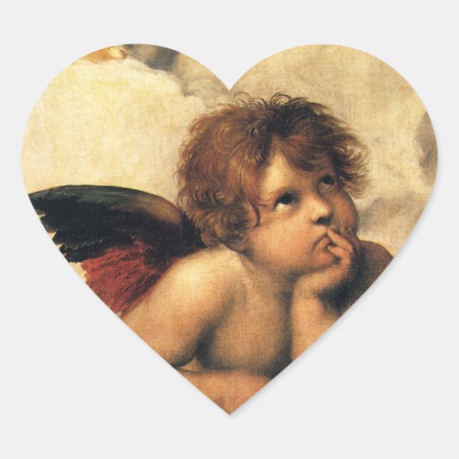 Adesivo Coração Sistine Madonna Angels por Raphael Sanzio (Frente)