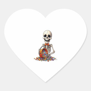 Adesivo Coração Skeleton Candy Bowl Halloween
