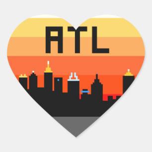 Adesivo Coração Skyline de 8 bits ATL de Atlanta