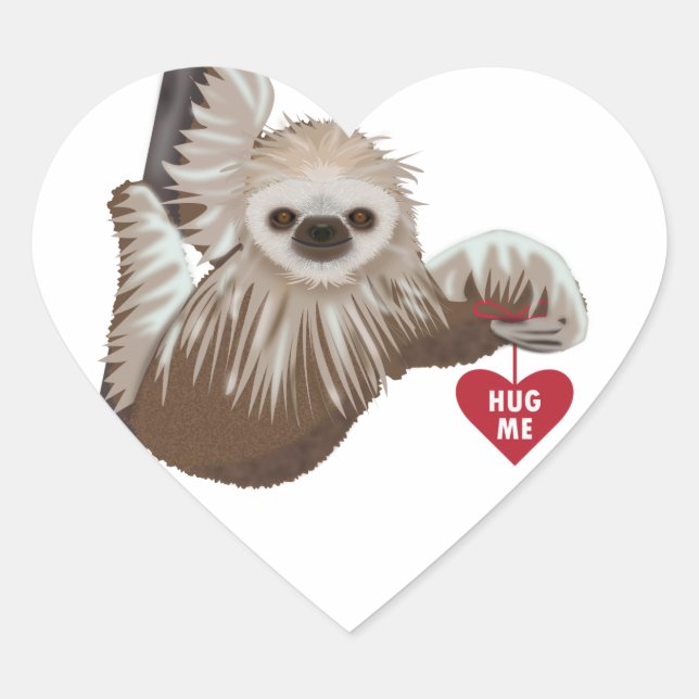 Adesivo Coração Sloth Hug Me Stickers (Frente)