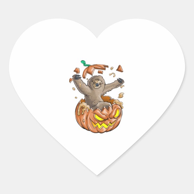 Adesivo Coração Sloth Pumpkin Halloween (Frente)