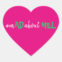 Smal Heart Hashtag Bachelorette Stickers Pink