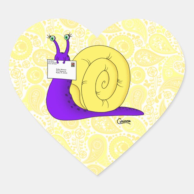 Adesivo Coração Snail Mail - (amarelo) - Envelope Stickers (Frente)