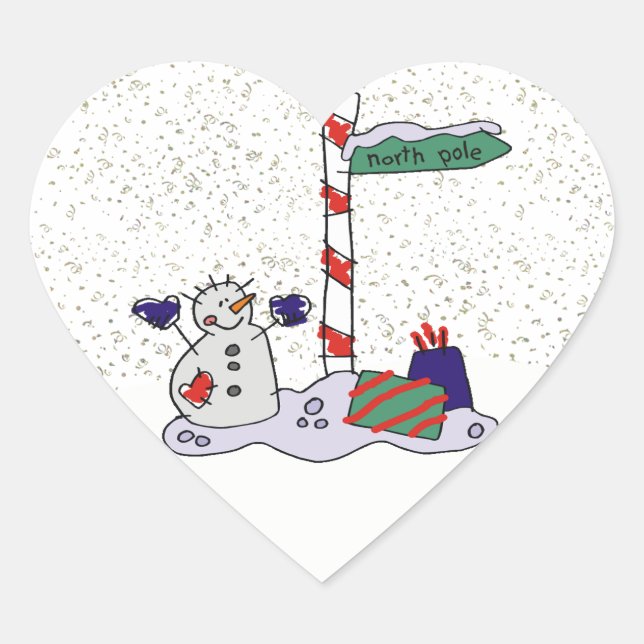 Adesivo Coração Snowman e Polo Norte - (Frente)