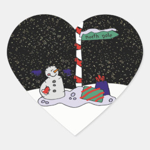 Adesivo Coração Snowman e Polo Norte -