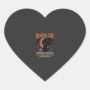 Adesivo Coração Sociedade Humana Black Cat Halloween Crescente Lua
