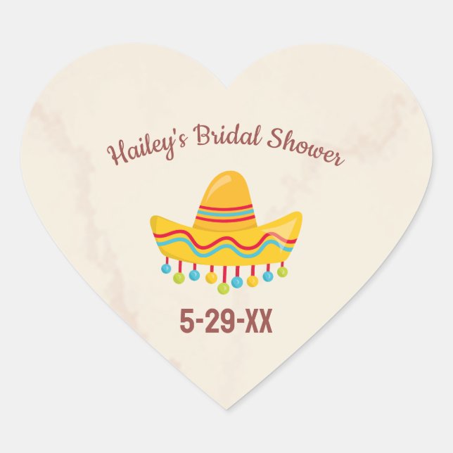 Adesivo Coração Sombrero Personalizado de Chá de panela de Texto P (Frente)