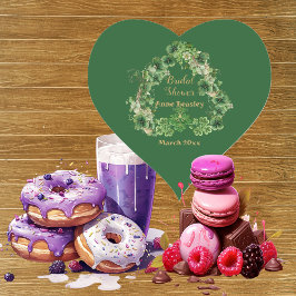 Adesivo Coração Sorte no Amor Trevo Verde Dourado Chás de Noiva 