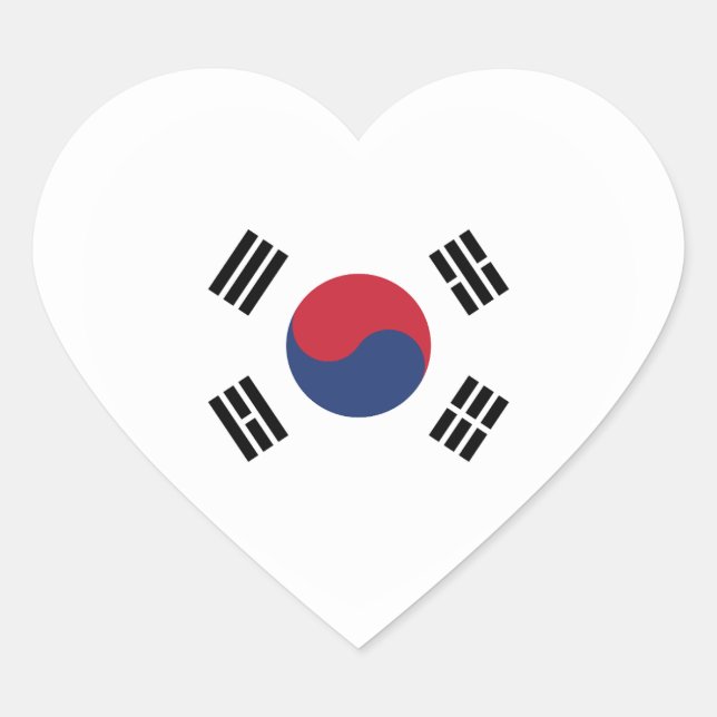 Adesivo Coração South Korea Flag Heart (Frente)