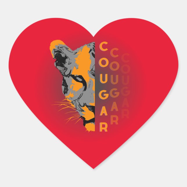Adesivo Coração sticker Custom cougar (Frente)