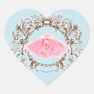 Adesivo Coração Sticker Festa de aniversário Azul de tutu Rosa Pri