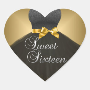 Adesivo Coração Sticker Heart Sweet 16 Dezesseis Dourados Vestidos