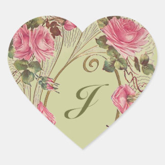 Adesivo Coração Sticker Personalized Antique Rose Hearts Monogram