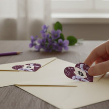 Stickers "Cœur de Violettes" – Autocollant Floral