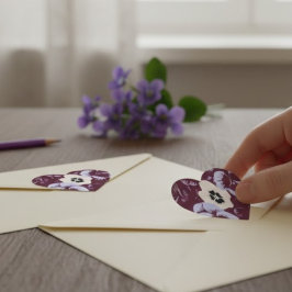 Adesivo Coração Stickers "Cœur de Violettes" – Autocollant Floral
