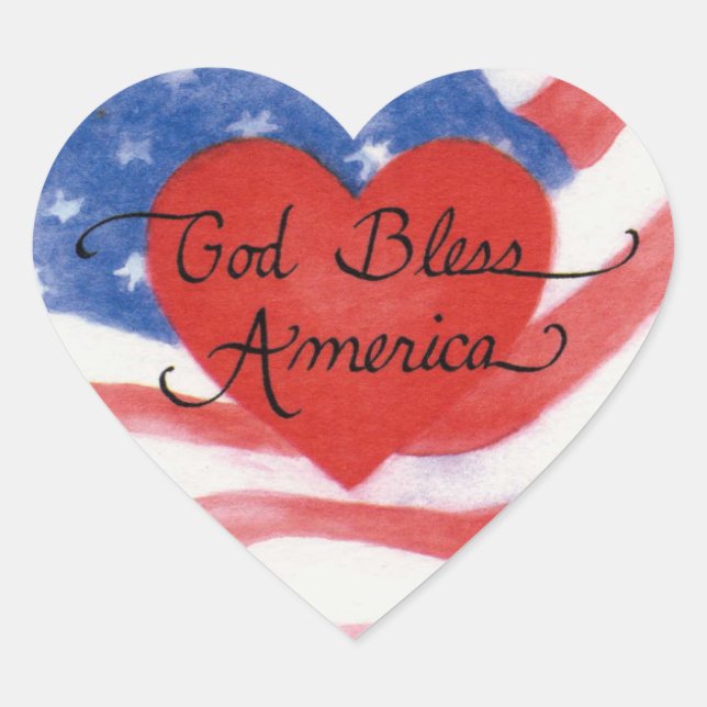 Adesivo Coração Stickers USA Deus abençoe America Heart (Frente)