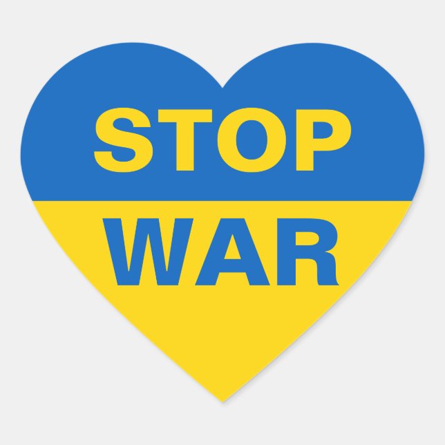 Adesivo Coração Stop War Ucrânia Ucraniano (Frente)