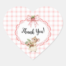 Adesivo Coração Strawberry Chá de fraldas-Heart Obrigado Sticker