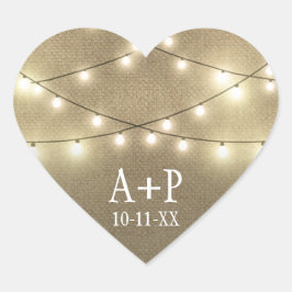 Adesivo Coração String Lights Country Rustic Burlap Wedes Favor