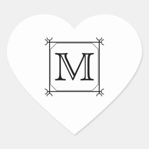 Adesivo Coração Sua letra. Monograma feito sob encomenda. Preto e