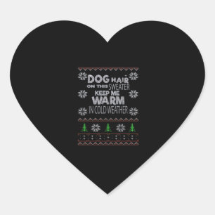 Adesivo Coração Suéter de Natal de Cabelo de Cachorro Camisa Essen