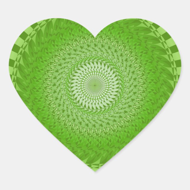 Adesivo Coração Sun Mandala verde (Frente)