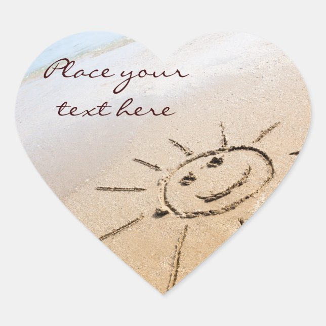 Adesivo Coração Sun Na Praia (Frente)