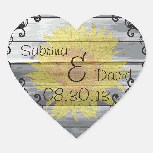 Adesivo Coração Sunflower Barn Coleção de Madeira Envelope Seal (Frente)