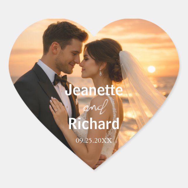 Adesivo Coração Sunset Beach Romantic Wedding Vows  (Frente)