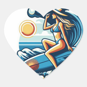 Adesivo Coração Surf feminino