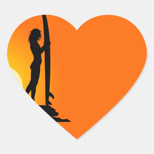Adesivo Coração Surfer Girl Sticker (Frente)