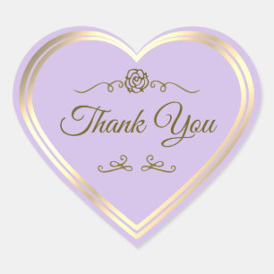 Adesivo Coração Sutil Lilac Dourado Frame e Vintage Rosa - Obrigad