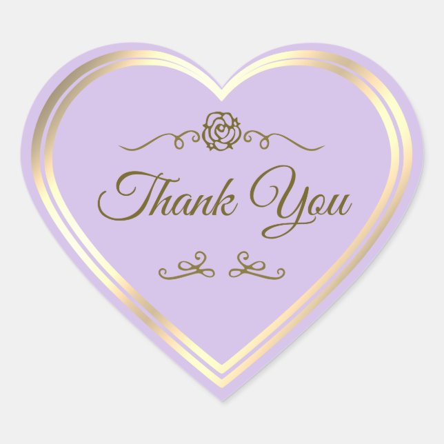 Adesivo Coração Sutil Lilac Dourado Frame e Vintage Rosa - Obrigad (Frente)