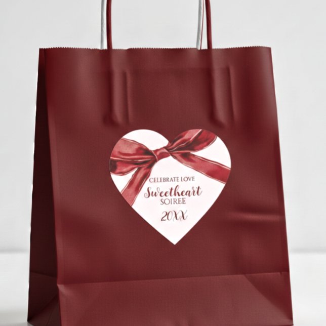 Adesivo Coração Sweetheart Soiree Elegant Bow Valentines Day Party (Criador carregado)