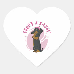 Adesivo Coração T-Shirt Clássico Dachshund Curto e Sassy
